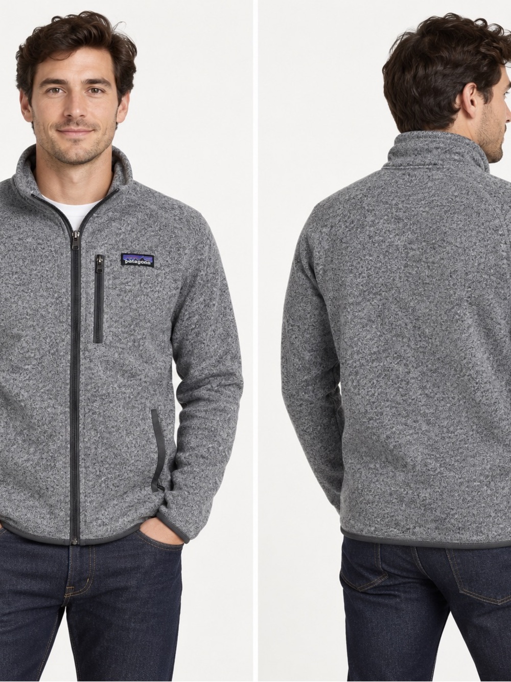 Patagonia Men’s Heather Gray Full-Zip Performance Fleece Jacket